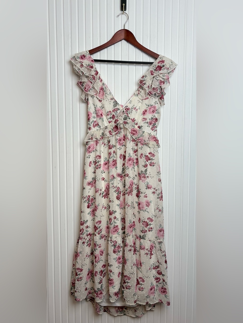 Trixxi Babydoll Tiered Open Back Floral Dress XL Cottagecore Prairie Bohemian